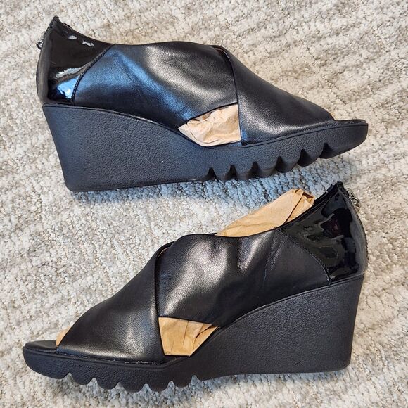 Donald J Pliner womens Marti  black cross strap leather wedge sandals black sz 7 - Picture 6 of 12